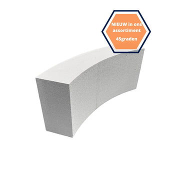 Ronde-Cellenbetonblokken-45graden-45-graden-100mm-10cm-Rond-Cellenbeton-Wand-Muur-Maken-Gebogen-Celbeton