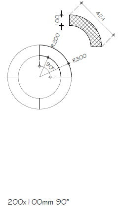 Round block 100mm thickness Aerated concrete 90 degrees