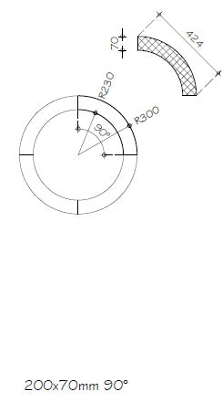 Round Block 70mm thickness Aerated concrete 90 degrees